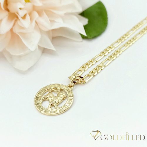Антиалергична огърлица Goldfilled 45см / 4мм + висулка Лъв  14K цвят