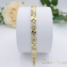   Ексклузивна антиалергична златна гривна "Goldfilled" с дължина 17 см и дебелина 8 мм, цвят 14K
