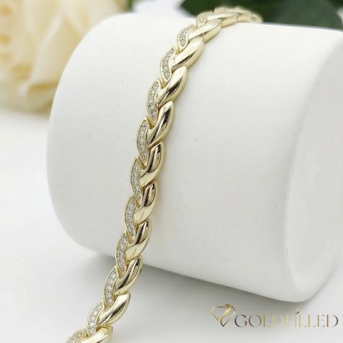 Ексклузивна антиалергична златна гривна "Goldfilled" с дължина 19 см и дебелина 7 мм, цвят 14K