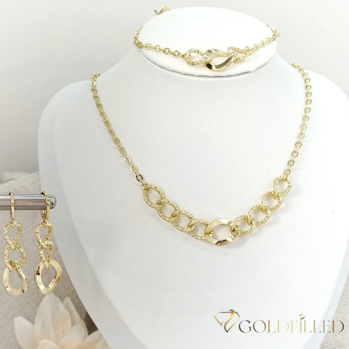 Антиалергично колие "Goldfilled" 45см/3-12mm + гривна 17-20см + обици, цвят 14K
