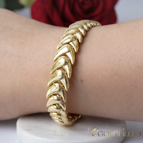 Ексклузивна антиалергична златна гривна "Goldfilled" с дължина 19 см и дебелина 10 мм, цвят 14K
