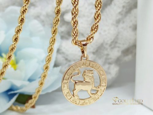Антиалергична огърлица Goldfilled 55см / 3мм + висулка лъв 18K цвят