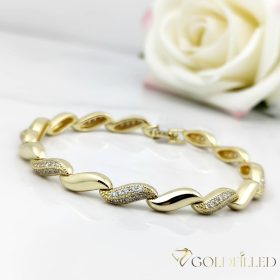   Ексклузивна антиалергична златна гривна "Goldfilled" с дължина 17 см и дебелина 8 мм, цвят 14K