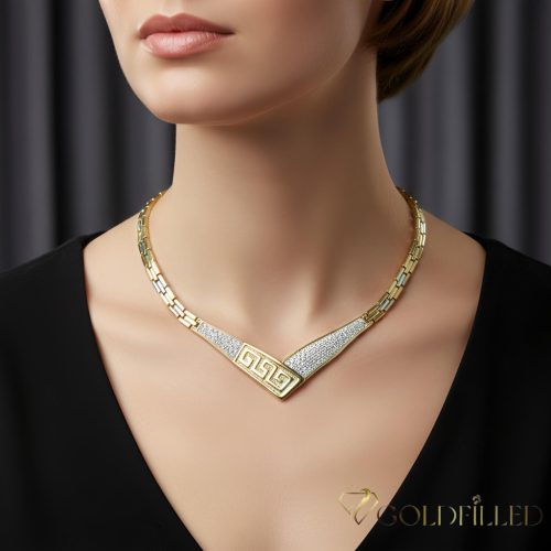Ексклузивно антиалергично колие "Goldfilled" 45 см/6-16мм,  14K многоцветно