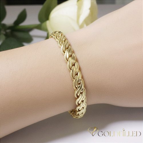 Ексклузивна антиалергична златна гривна "Goldfilled" с дължина 17,5 см и дебелина 7 мм, цвят 14K