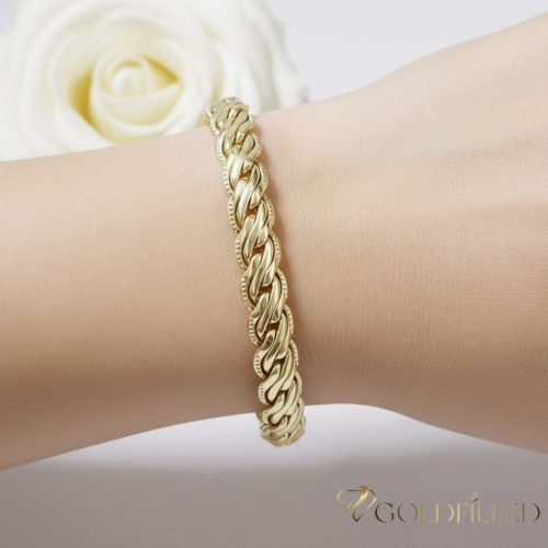 Ексклузивна антиалергична златна гривна "Goldfilled" с дължина 17,5 см и дебелина 7 мм, цвят 14K