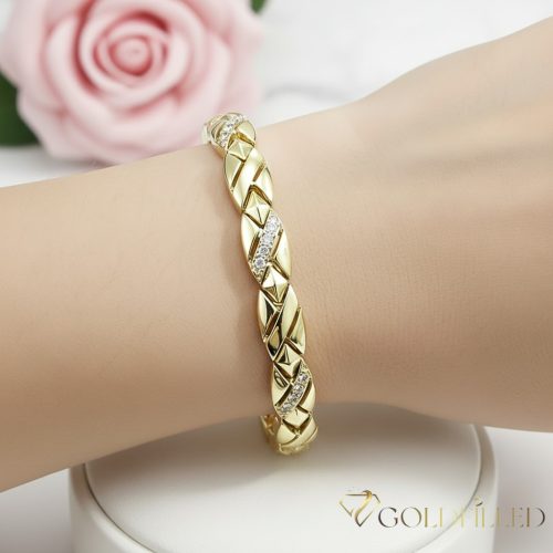 Ексклузивна антиалергична златна гривна "Goldfilled" с дължина 19 см и дебелина 7 мм, цвят 14K