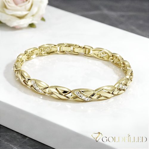Ексклузивна антиалергична златна гривна "Goldfilled" с дължина 19 см и дебелина 7 мм, цвят 14K