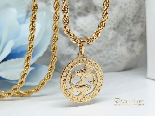 Антиалергична огърлица Goldfilled 55см / 3мм + висулка риби 18K цвят