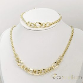   Антиалергично колие "Goldfilled" 45см/3-10mm + гривна 17-20см , цвят 14K