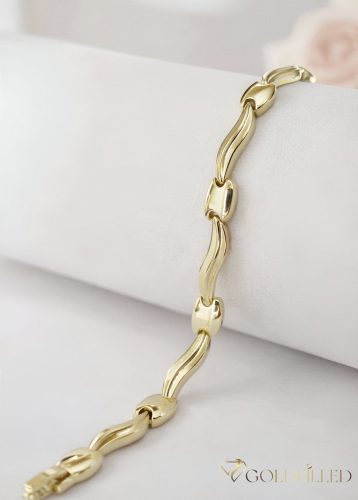 Ексклузивна антиалергична златна гривна "Goldfilled" с дължина 19 см и дебелина 7 мм, цвят 14K
