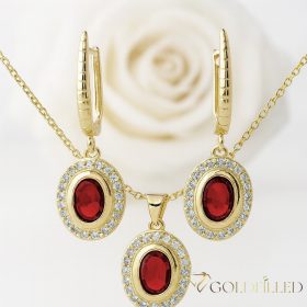   Антиалергично колие "Goldfilled" 45см/1мм + висулка + обици 32mm Цвят 14K