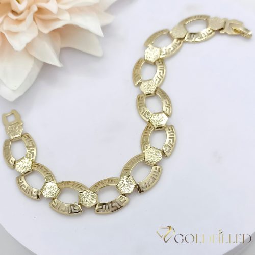 Ексклузивна антиалергична златна гривна "Goldfilled" с дължина 19 см и дебелина 14 мм, цвят 14K