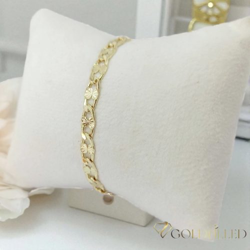 Ексклузивна антиалергична златна гривна "Goldfilled" с дължина 17 см и дебелина 5,5 мм, цвят 14K