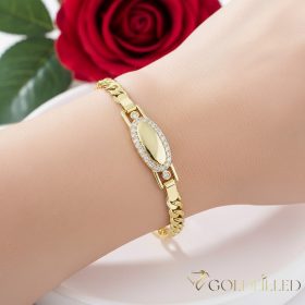   Ексклузивна антиалергична златна гривна "Goldfilled" с дължина 18 см и дебелина 4-8 мм, цвят 14K