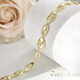   Ексклузивна антиалергична златна гривна "Goldfilled" с дължина 19 см и дебелина 7 мм, цвят 14K