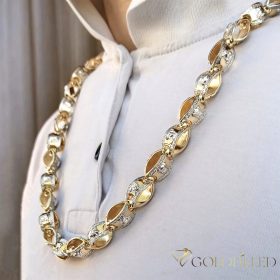   Goldfilled Антиалергенен Луксозен Баркака Колие 60см Дълго и 11мм Широко (120г) Цвят 14К Мултиколор