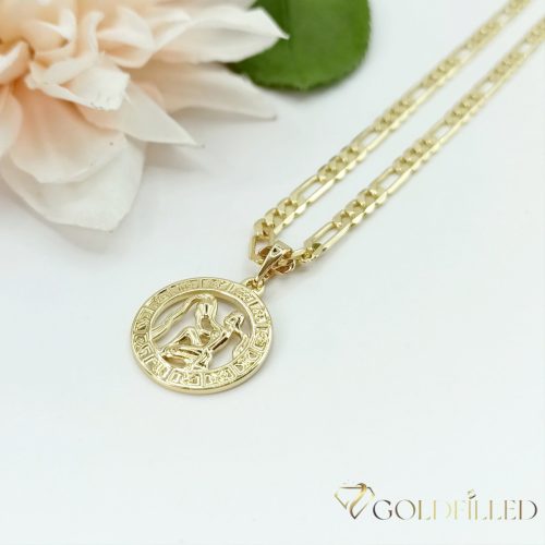 Антиалергична огърлица Goldfilled 50см / 4мм + висулка Водолей 14K цвят