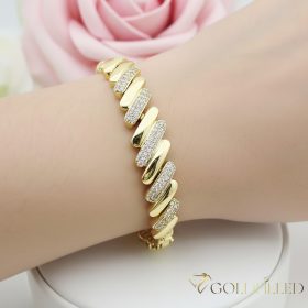   Ексклузивна антиалергична златна гривна "Goldfilled" с дължина 19 см и дебелина 10 мм, цвят 14K