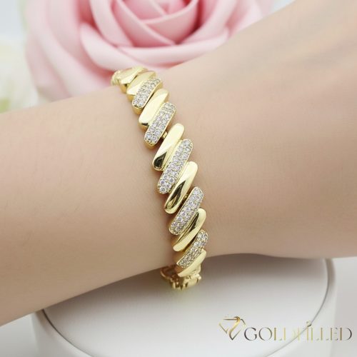 Ексклузивна антиалергична златна гривна "Goldfilled" с дължина 17 см и дебелина 10 мм, цвят 14K