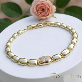   Ексклузивна антиалергична златна гривна "Goldfilled" с дължина 19 см и дебелина 9 мм, цвят 14K
