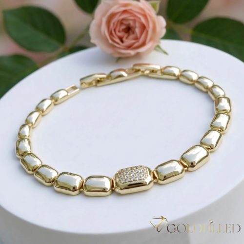 Ексклузивна антиалергична златна гривна "Goldfilled" с дължина 19 см и дебелина 9 мм, цвят 14K