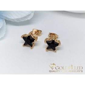   Goldfilled Антиалергични обеци с черен камък 9мм 18K цвят	