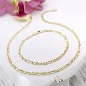   Антиалергично колие "Goldfilled" 45см/3,2мм + гривна 19см, цвят 14K