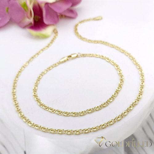 Антиалергично колие "Goldfilled" 45см/3,2мм + гривна 19см, цвят 14K