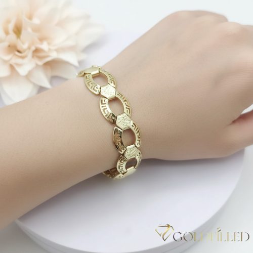 Ексклузивна антиалергична златна гривна "Goldfilled" с дължина 17,5 см и дебелина 14 мм, цвят 14K