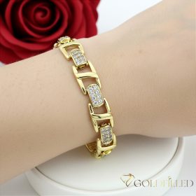   Ексклузивна антиалергична златна гривна "Goldfilled" с дължина 17 см и дебелина 9 мм, цвят 14K
