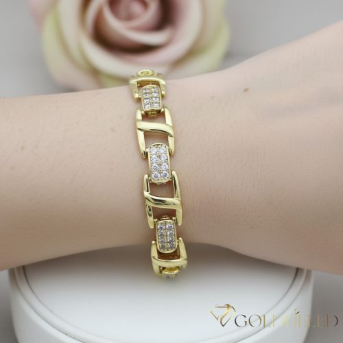 Ексклузивна антиалергична златна гривна "Goldfilled" с дължина 17 см и дебелина 9 мм, цвят 14K