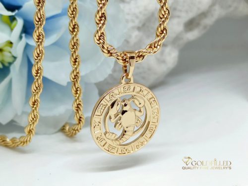 Антиалергична огърлица Goldfilled 55см / 3мм + висулка рак 18K цвят