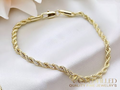 Ексклузивна антиалергична златна гривна "Goldfilled" с дължина 19 см и дебелина 3 мм, цвят 14K