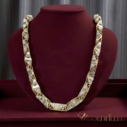 Goldfilled Антиалергенен Луксозен Баркака Колие 70см Дълго и 11мм Широко (170г !) Цвят 14К Мултиколор