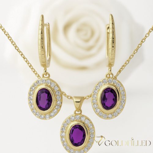Антиалергично колие "Goldfilled" 45см/1мм + висулка + обици 32mm Цвят 14K
