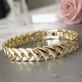   Ексклузивна антиалергична златна гривна "Goldfilled" с дължина 17 см и дебелина 10 мм, цвят 14K
