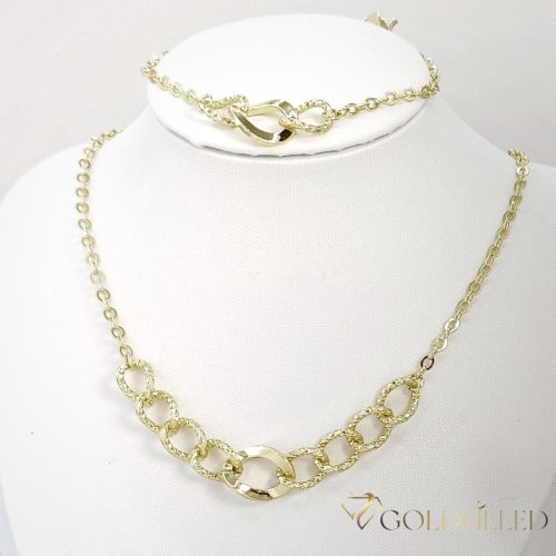 Антиалергично колие "Goldfilled" 45см/3-12mm + гривна 17-20см , цвят 14K