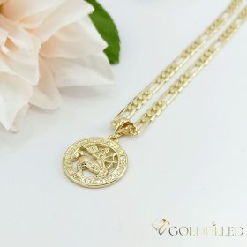   Антиалергична огърлица Goldfilled 50см / 4мм + висулка стрелец 14K цвят