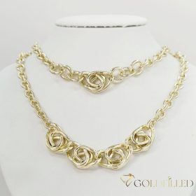   Антиалергично колие "Goldfilled" 45см/5-19mm + гривна 17-20см , цвят 14K