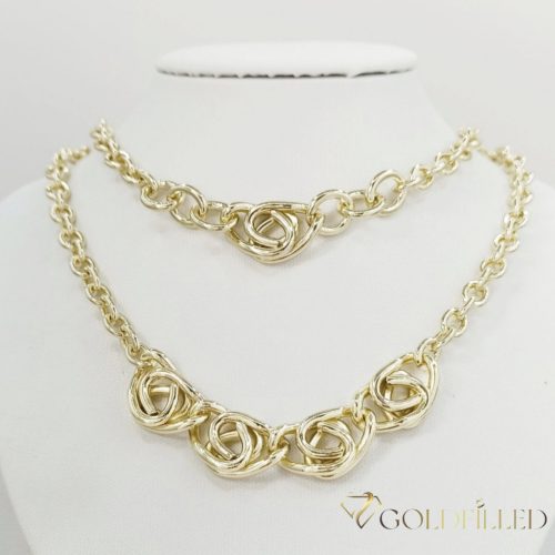 Антиалергично колие "Goldfilled" 45см/5-19mm + гривна 17-20см , цвят 14K