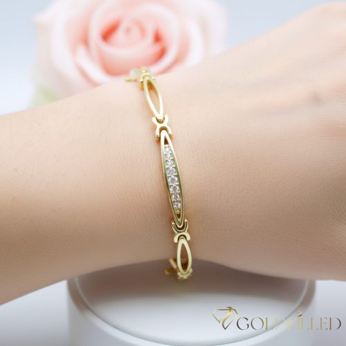 Ексклузивна антиалергична златна гривна "Goldfilled" с дължина 17 см и дебелина 4 мм, цвят 14K