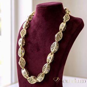   Goldfilled Антиалергенен Луксозен Баркака Колие 70см Дълго и 16мм Широко (230г) Цвят 14К Мултиколор