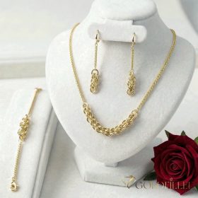   Антиалергично колие "Goldfilled" 45см/2-7mm + гривна 17см + обици, цвят 14K
