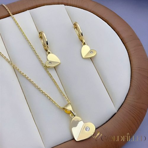 Антиалергично колие "Goldfilled" 45см/1мм + висулка + обици 26mm Цвят 14K