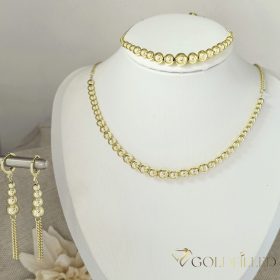   Антиалергично колие "Goldfilled" 45см/3-5mm + гривна 17-20см + обици, цвят 14K