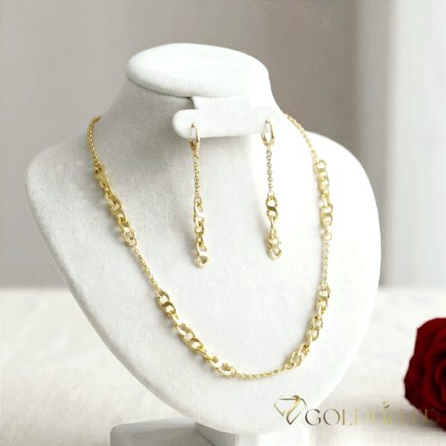 Антиалергично колие "Goldfilled" 45см/2-6mm + гривна 17см + обици, цвят 14K