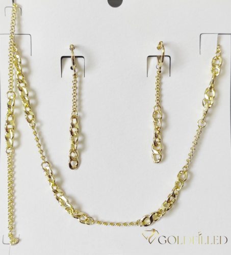 Антиалергично колие "Goldfilled" 45см/2-6mm + гривна 17см + обици, цвят 14K