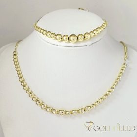   Антиалергично колие "Goldfilled" 45см/3-5mm + гривна 17-20см , цвят 14K