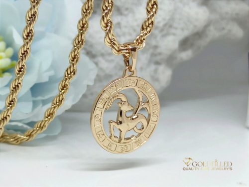 Goldfilled антиалергенна верижка 55 см / 3 мм + висулка Козирог 18K златен